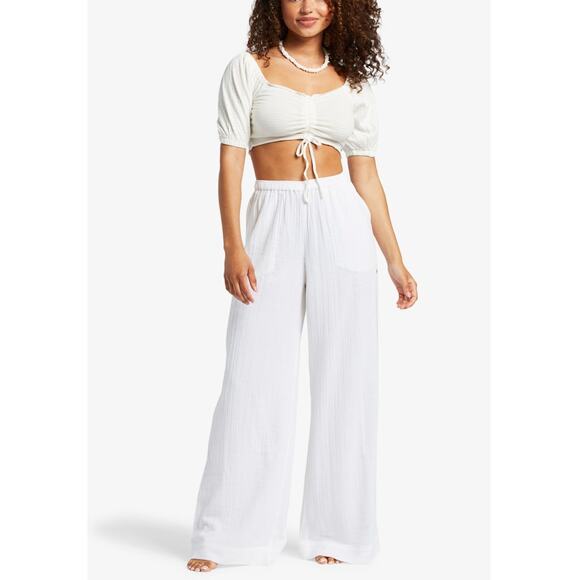 NWT ROXY Snow White Flirty Walk Ruched Cropped Top Size XXL - Picture 1 of 9